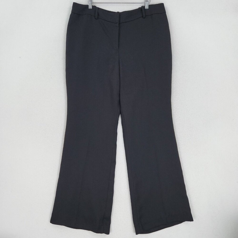 Ann Taylor Pants Womens 14 Black Wide Leg Signature High Rise Trousers Career